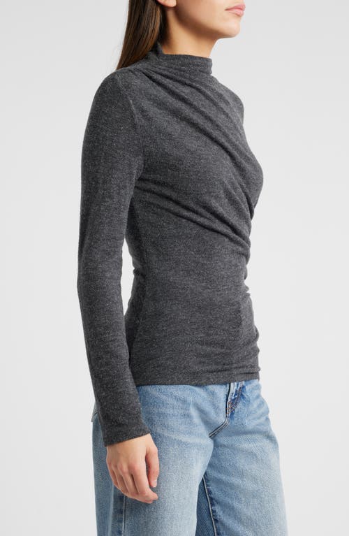 Rails Joelle Ruched Funnel Neck Top In Charcoal