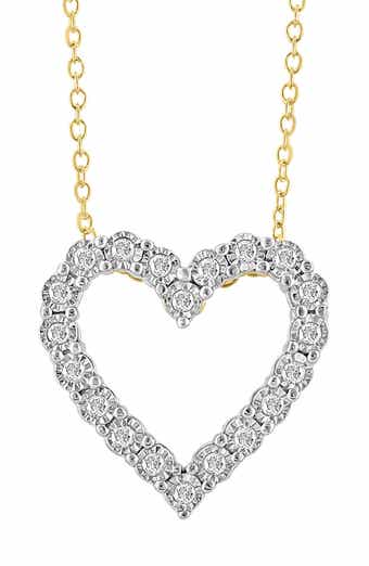 EFFY 14K Gold Plated Sterling Silver Diamond Heart Pendant Necklace - 0.22 ctw