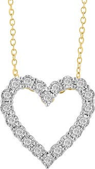 EFFY 14K Gold Plated Sterling Silver Diamond Heart Pendant Necklace - 0.22 ctw