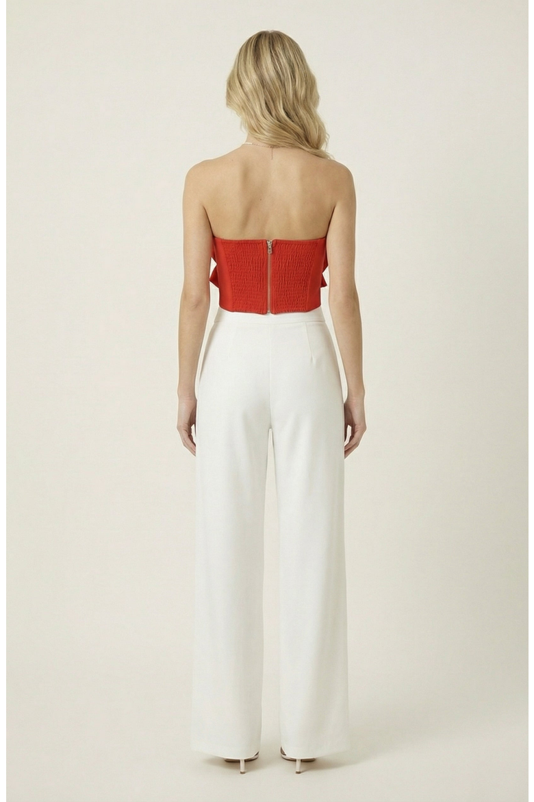 Strapless Sculptural Floral Applique Top, Alternate, color, Red