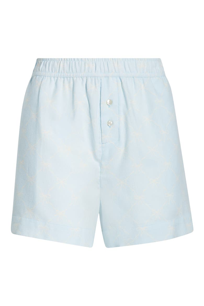 Print Cozy Flannel Boxer Pajama Shorts, Alternate, color, BLUE- IVORY ARGYLE BOW
