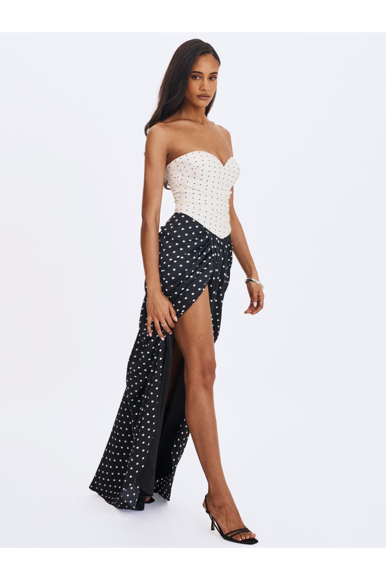 Tamryn Polka Dot Sweetheart Maxi Dress, Alternate, color, Black and white