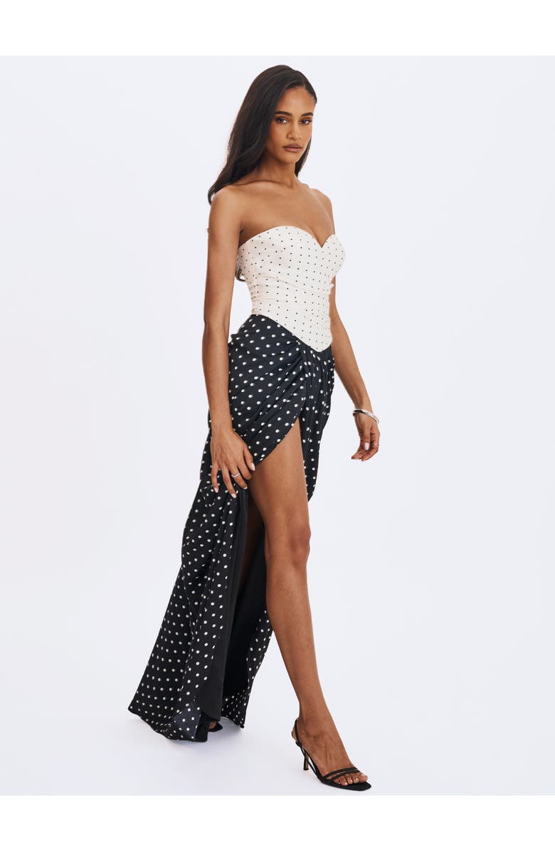 Miss Circle Tamryn Polka Dot Sweetheart Maxi Dress, Alternate, color, Black And White