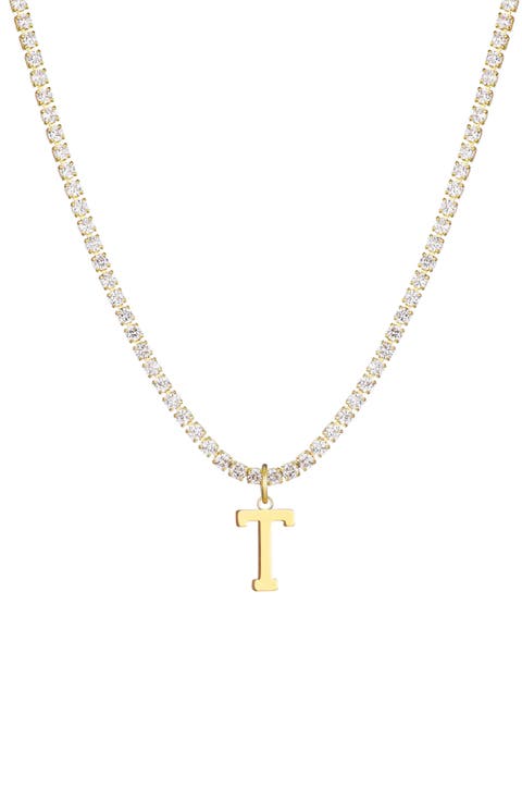 Initial Charm Tennis Necklace