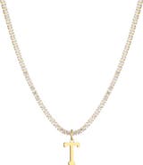 Adornia Initial Charm Tennis Necklace