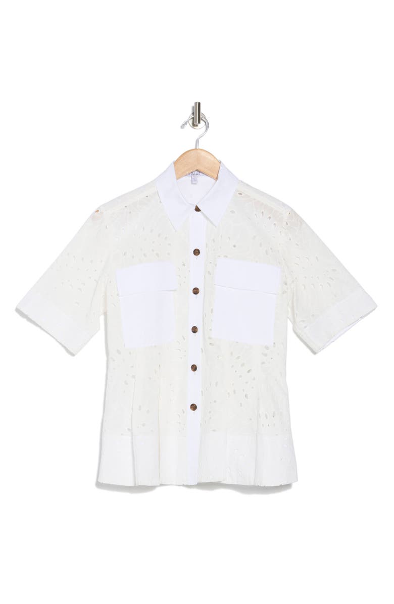 Derek Lam 10 Crosby Cilou Eyelet Utility Shirt, Alternate, color, White/ White