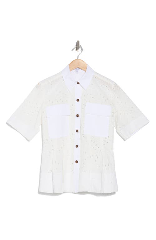 Derek Lam 10 Crosby Cilou Cotton Eyelet Utility Shirt In White