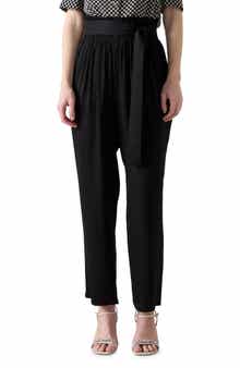 Coco Tie Waist Satin Crepe Straight Leg Pants