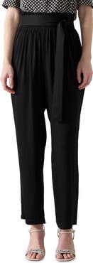 LK Bennett Coco Tie Waist Satin Crepe Straight Leg Pants