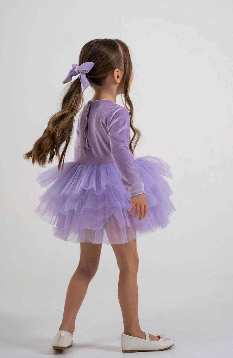 Mini Celebrities Dream Long Sleeve Velvet Tutu Dress, Alternate, color, Lilac Dream