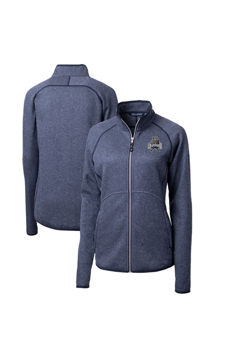 Women's Cutter & Buck Heather Navy Utah State Aggies Mainsail Sweater-Knit Full-Zip Jacket, Main, color, Heather Navy