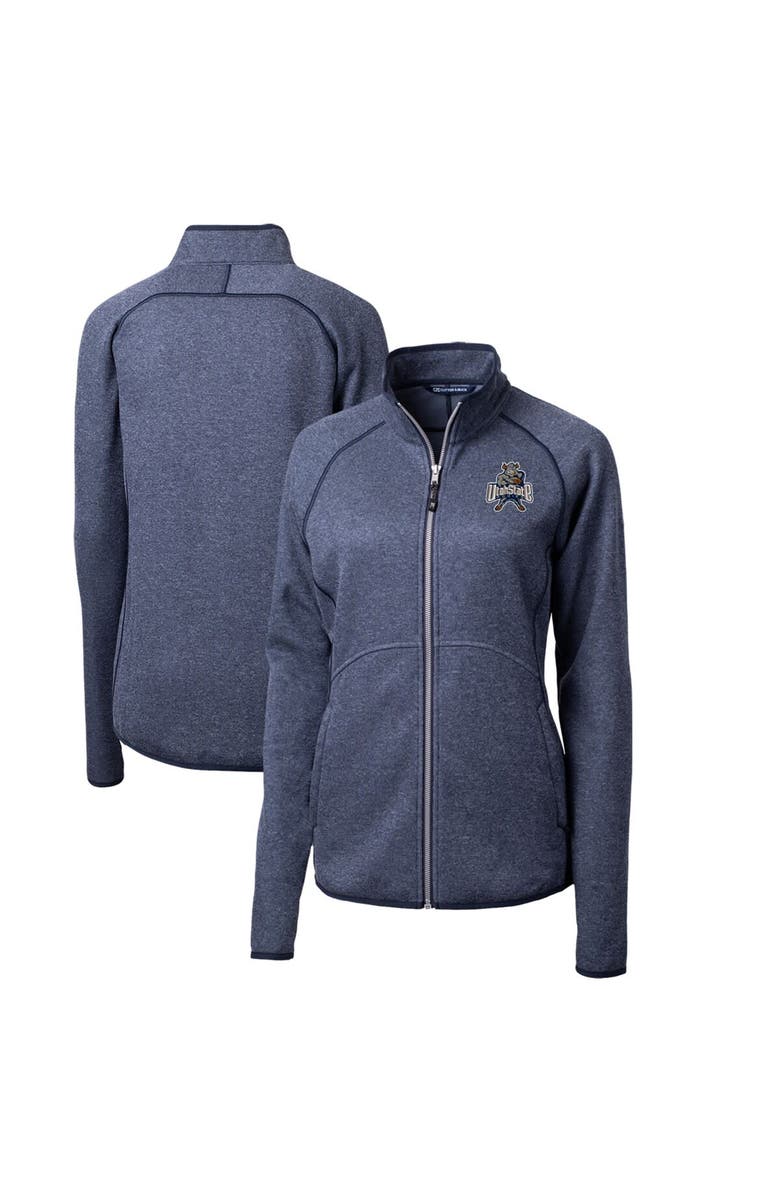 Cutter & Buck Women's Cutter & Buck Heather Navy Utah State Aggies Mainsail Sweater-Knit Full-Zip Jacket, Main, color, 