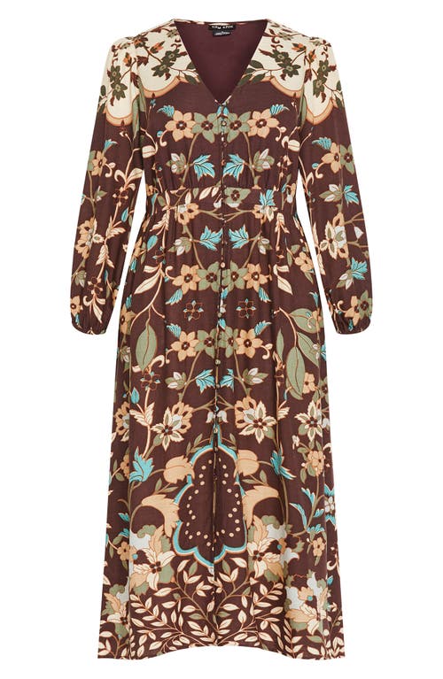 City Chic Florence Long Sleeve Maxi Dress In Forever Florence