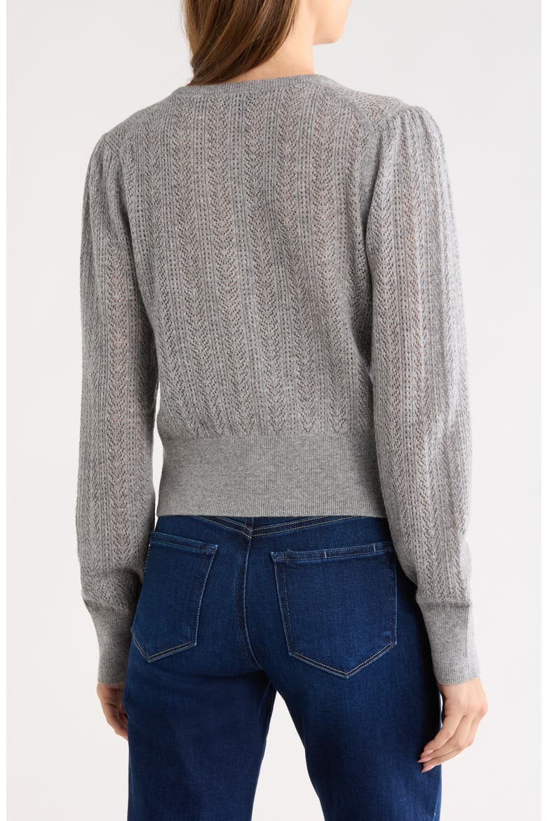 Eudora Pointelle Knit Cashmere Cardigan, Alternate, color, LIGHT HEATHER GREY