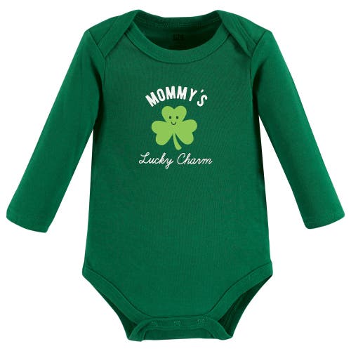 Hudson Baby Cotton Long-sleeve Bodysuits 3-pack In Green