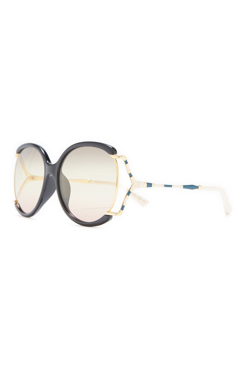 60mm Oval Sunglasses, Alternate, color, BLACK GOLD GREY/ GRY
