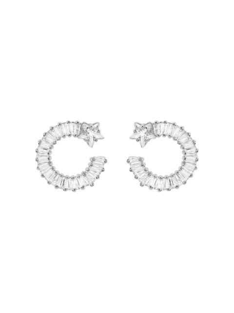 Shooting Star Earrings with White Diamond Cubic Zirconia