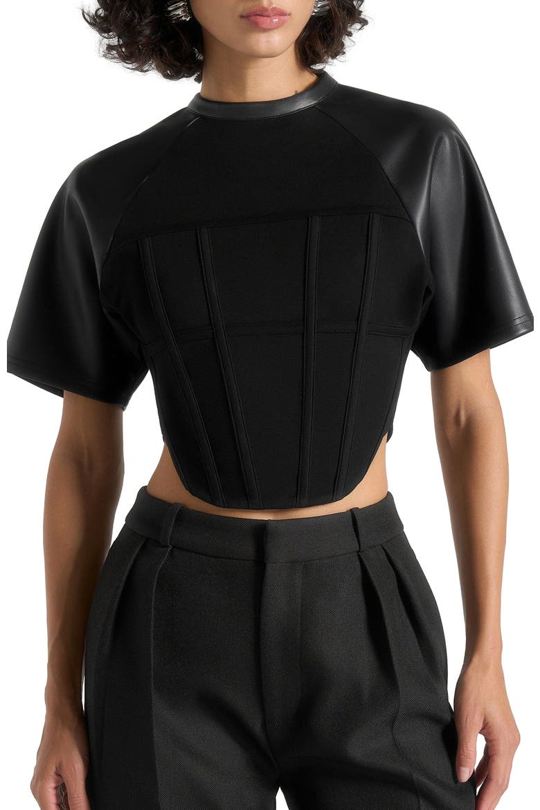 Juline Corset T-Shirt, Alternate, color, Black