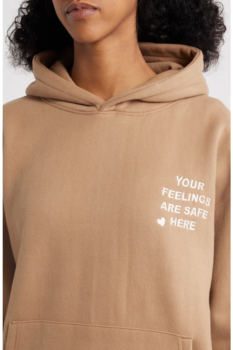 Feelings Are Safe Here Hoodie, Alternate, color, ALMOND