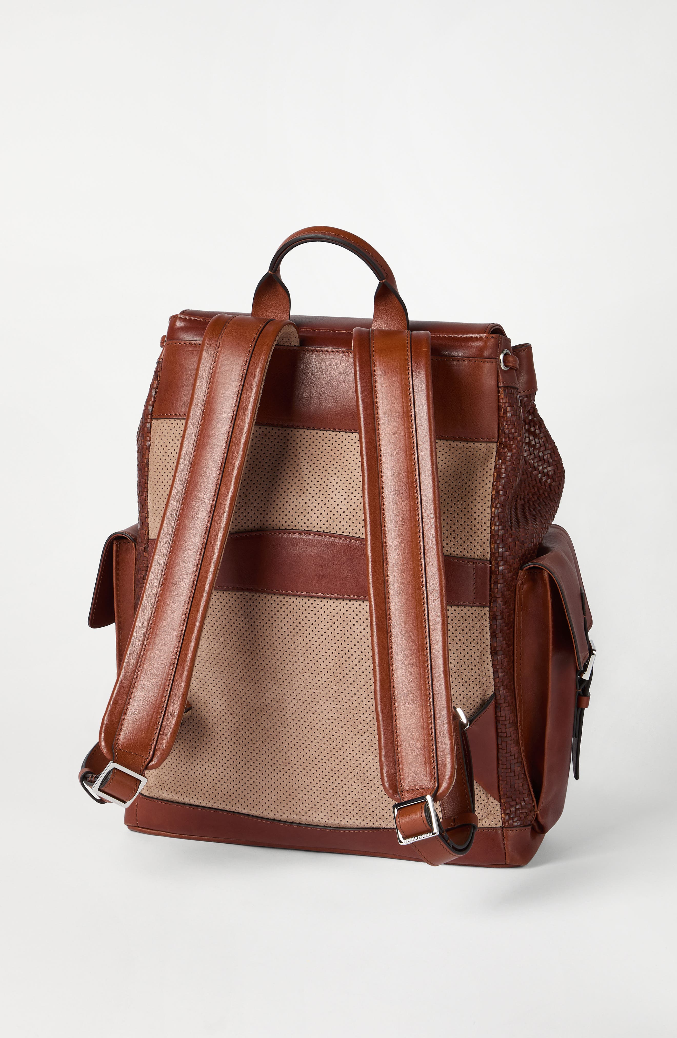 Brunello Cucinelli Calfskin and cowhide backpack, Alternate, color, Cognac