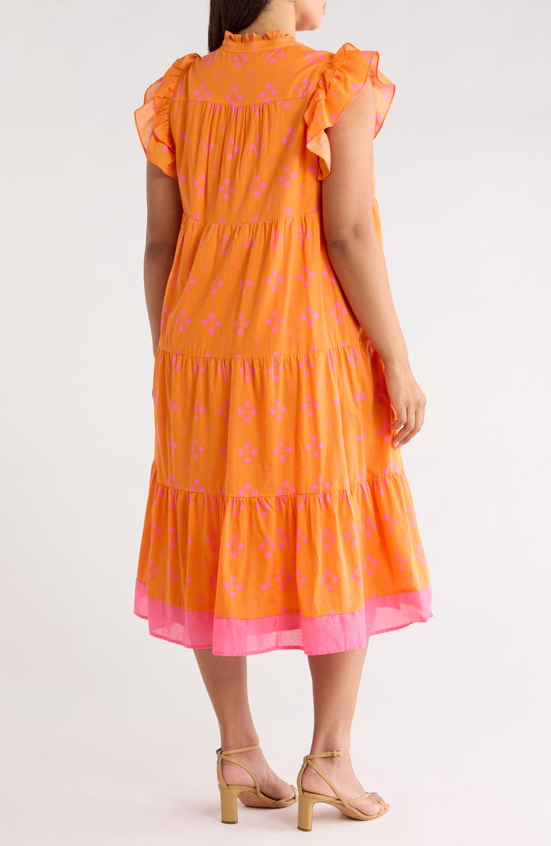 SUGARLIPS Donna Dot Mirna Tiered Midi Dress, Alternate, color, Orange-Pink