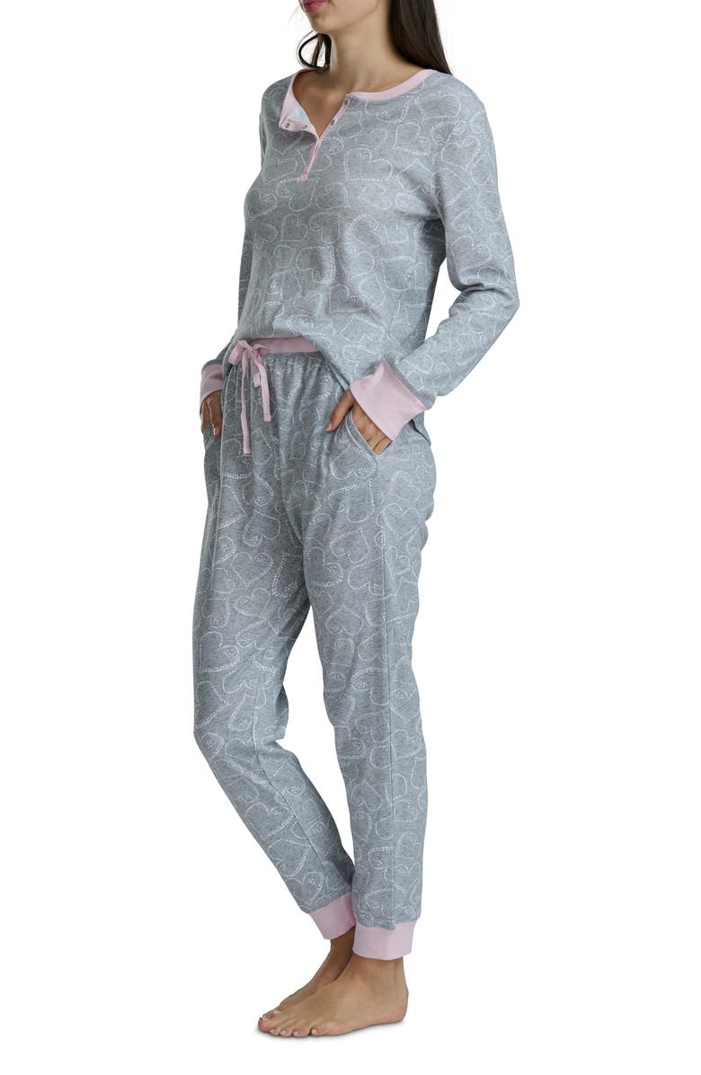 Splendid Cotton Blend Pajama Top & Pants Set, Alternate, color, Heart Spots