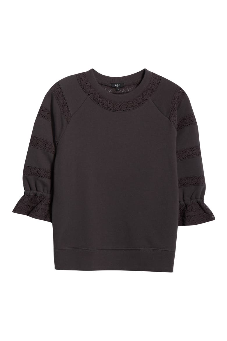 Aggy Lace Trim Knit Top, Alternate, color, WASHED BLACK