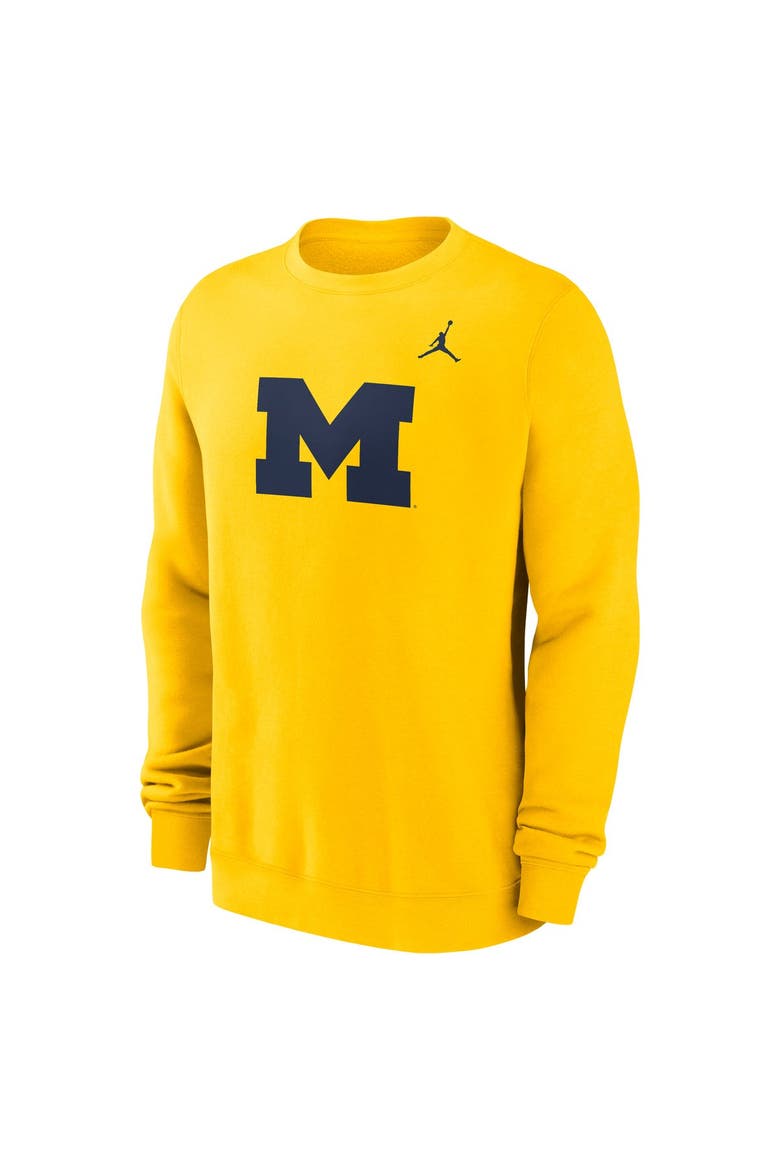 Men's Jordan Brand Maize Michigan Wolverines Primetime Fleece Pullover Sweatshirt, Alternate, color, Maize