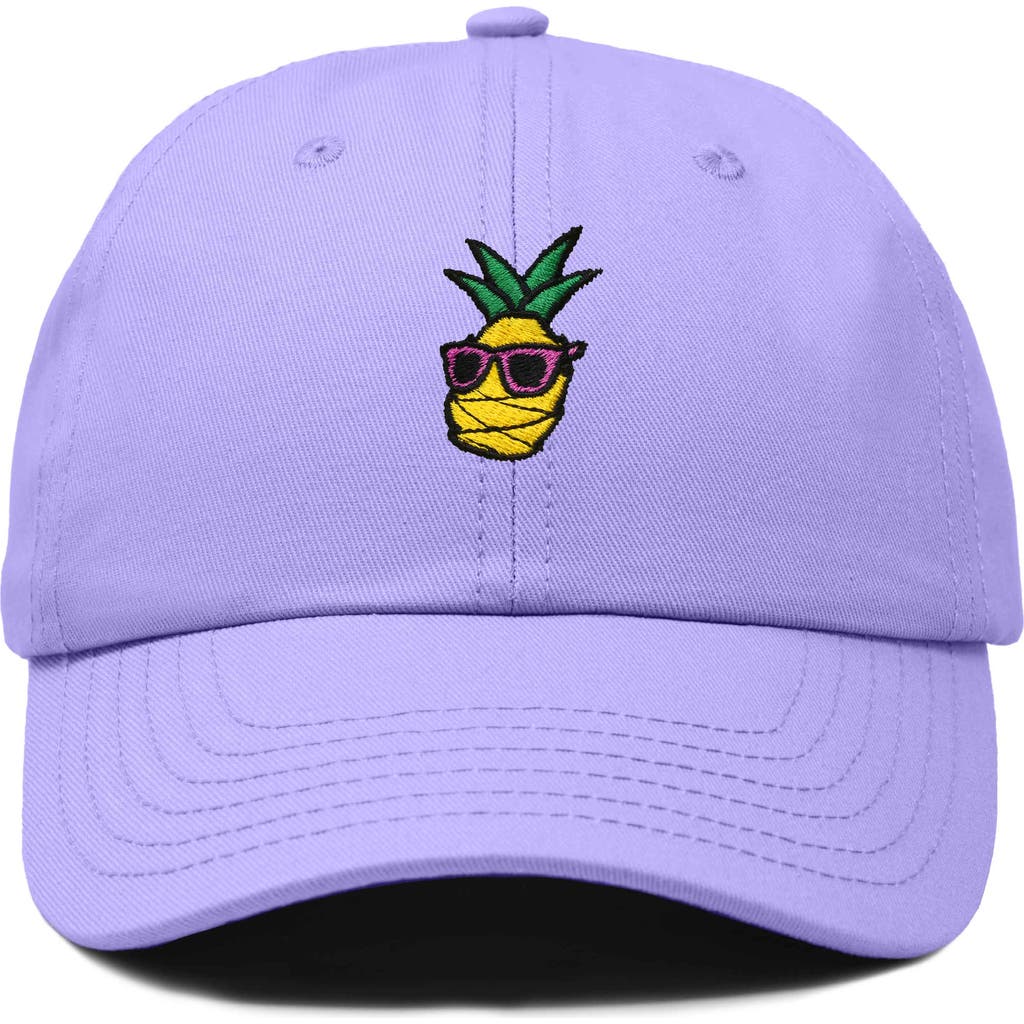 Dalix Pineapple Embroidered Dad Hat In Lavender