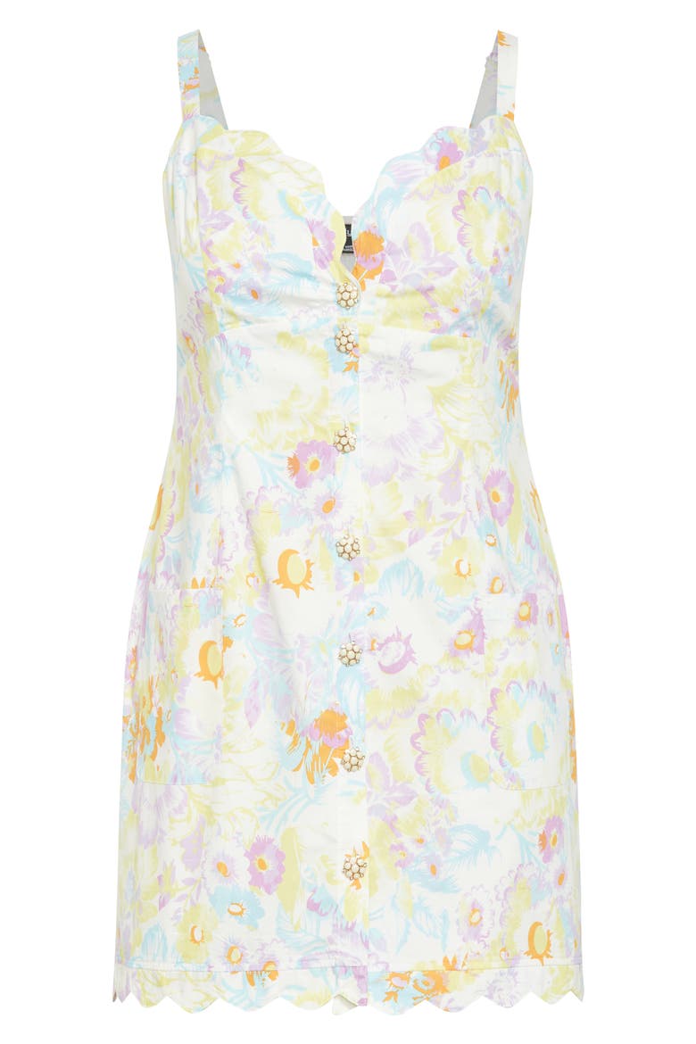 Skyla Print Scallop Minidress, Alternate, color, SOFTLY BLUE