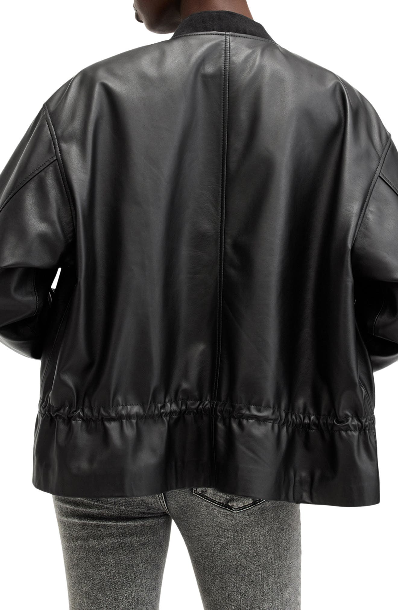 Женские куртки AllSaints Sofi Leather Bomber Jacket — фото 3