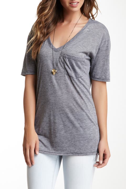 Slub V-Neck Pocket T-Shirt