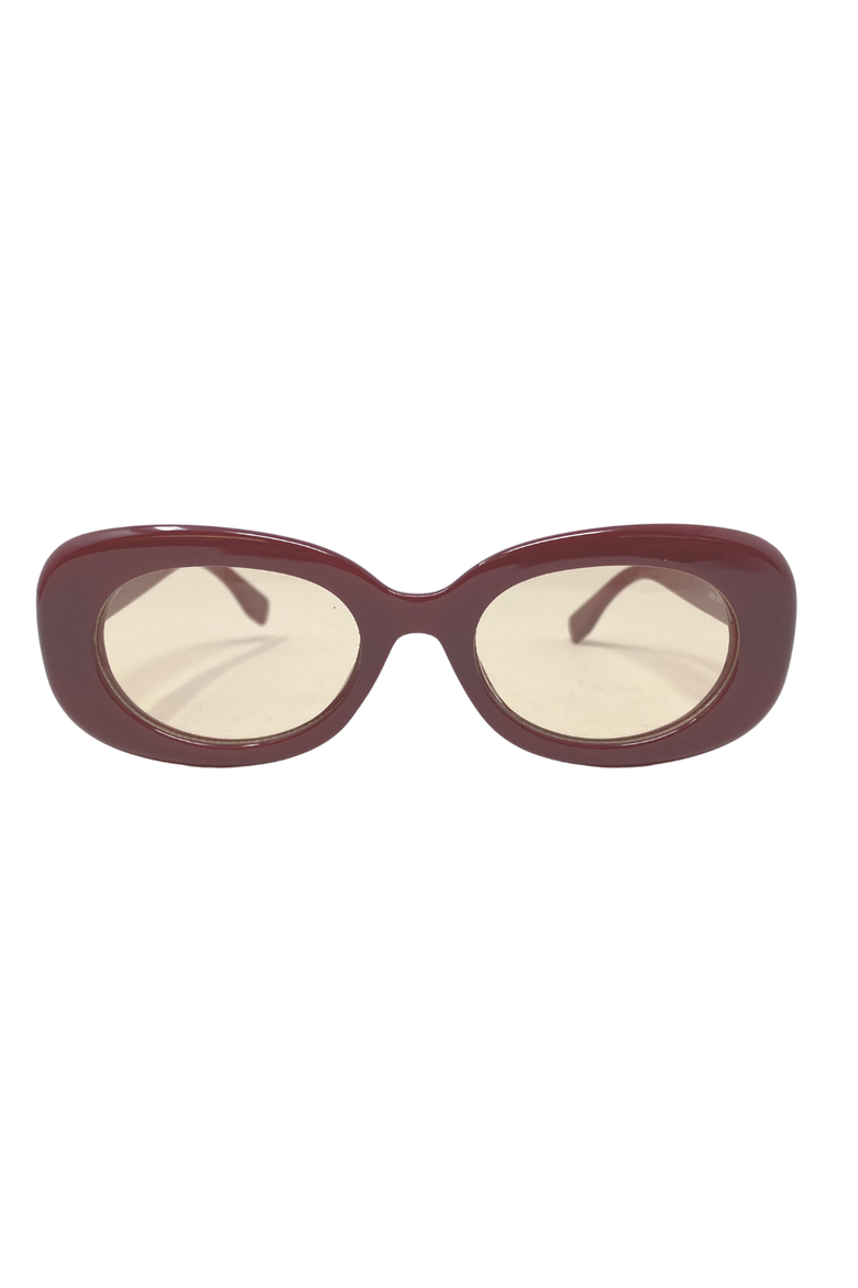 Oval Retro Sunglasses with Polarized Lens, Main, color, Plum