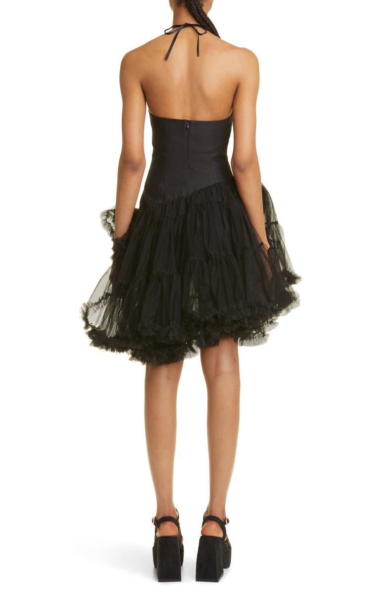 Shushu/Tong Asymmetric Halter Neck Tulle Dress, Alternate, color, Black