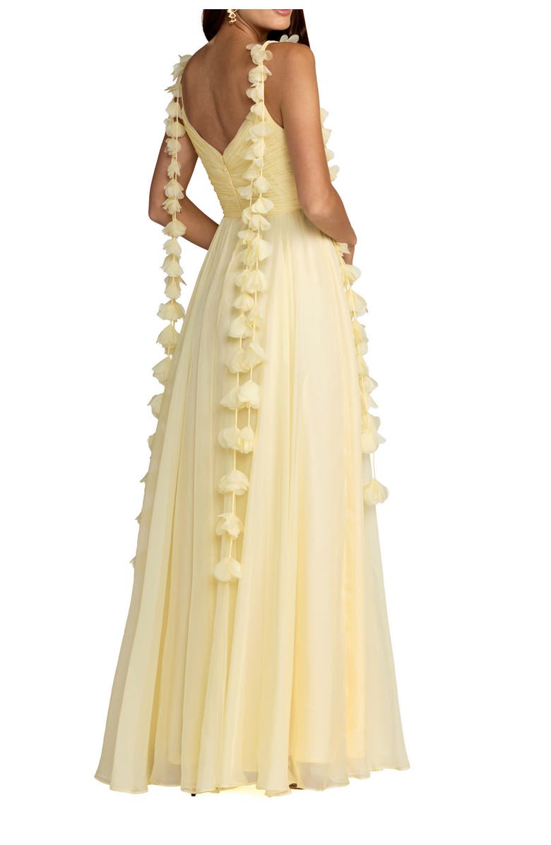 Mac Duggal Floral Spaghetti Strap A Line Chiffon Gown, Alternate, color, Butter