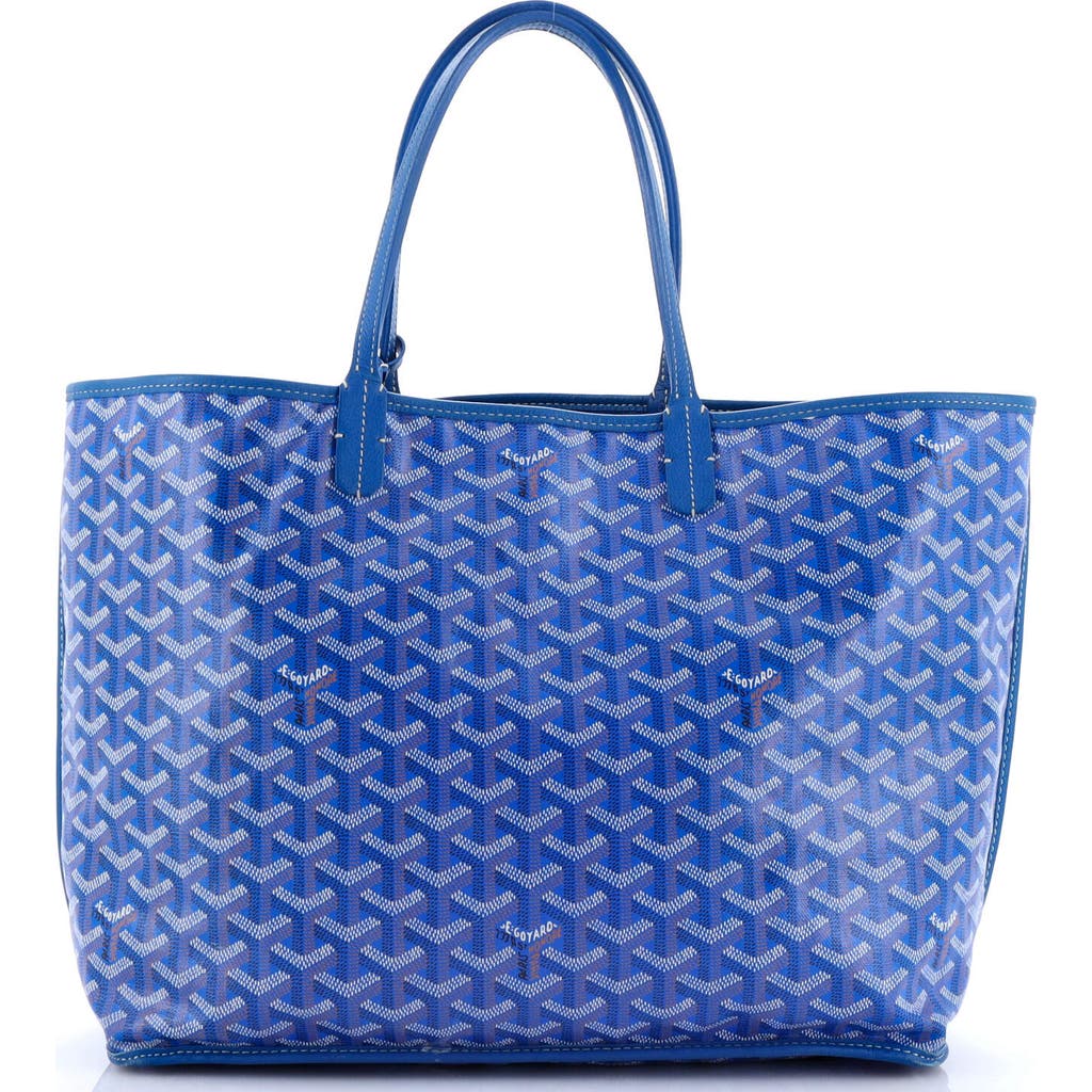 Pre-owned Goyard  Goyard Anjou Reversible Tote Coated Canvas Pm In Blue