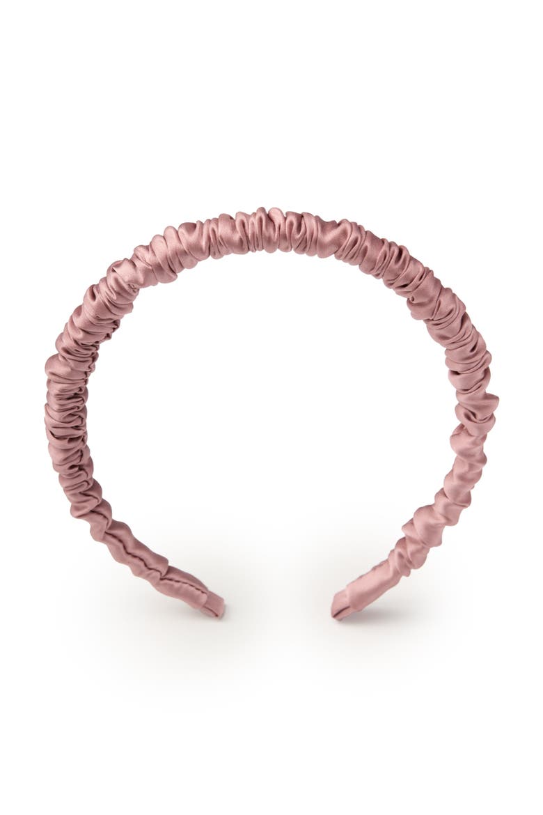 Scrunched Silk Skinny Headband, Alternate, color, Dusty Rose