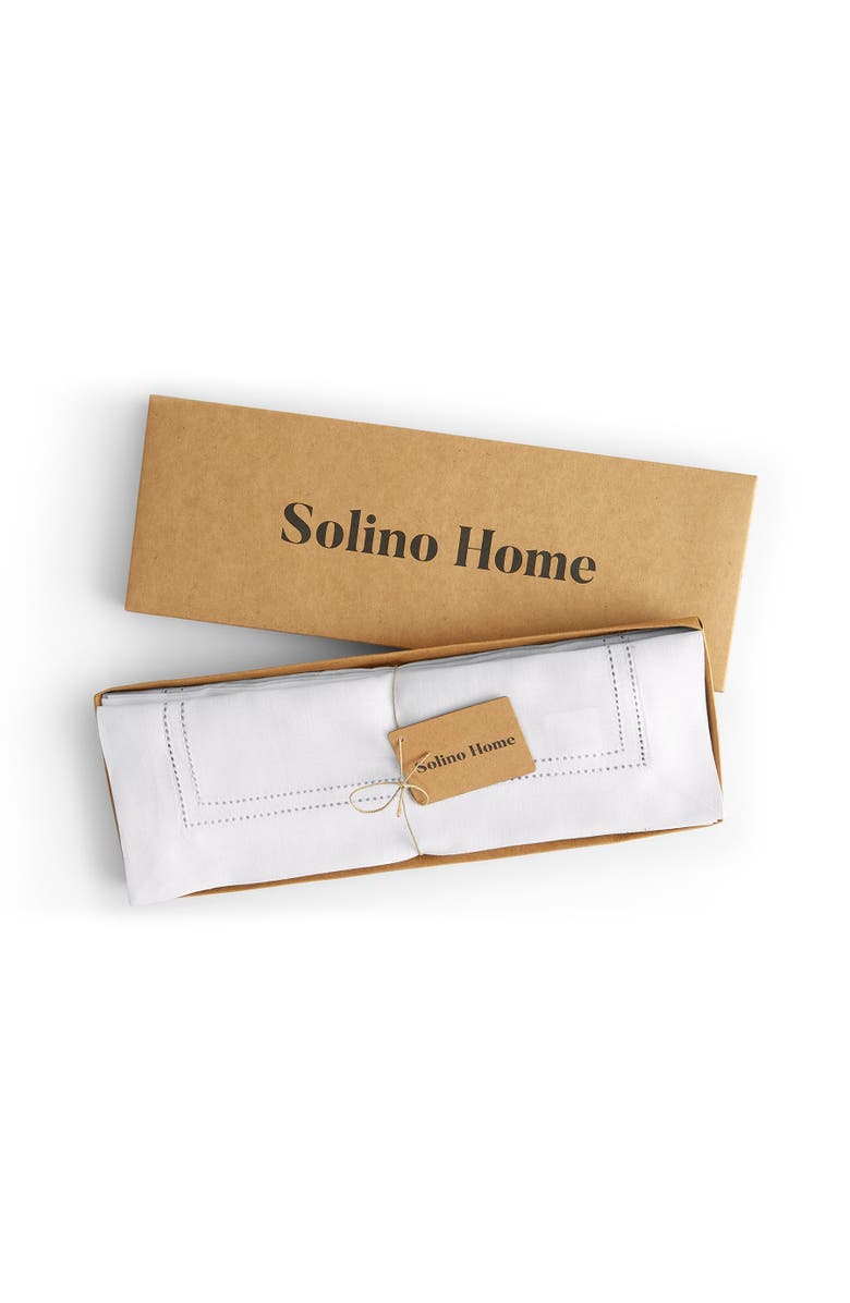 Solino Home Linen Placemats - Linen Double Hemstitch, 14" x 19" Inch, Alternate, color, White