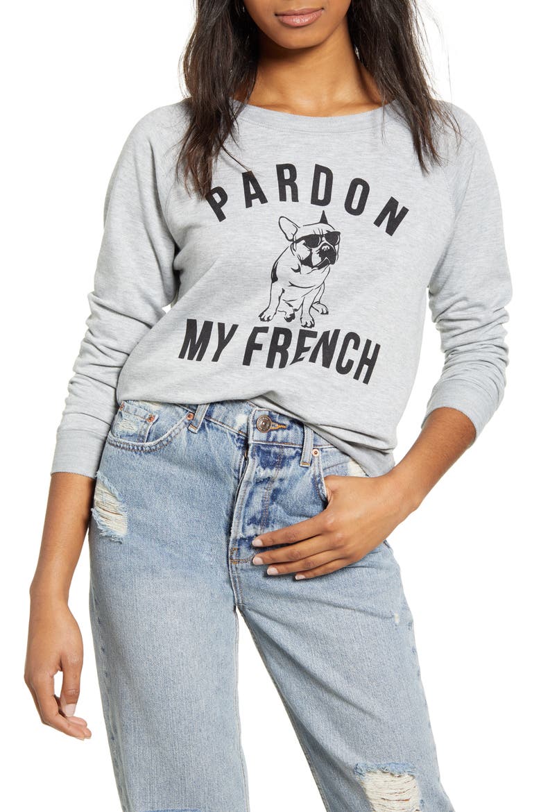 Pardon My French Pullover, Main, color, GREY