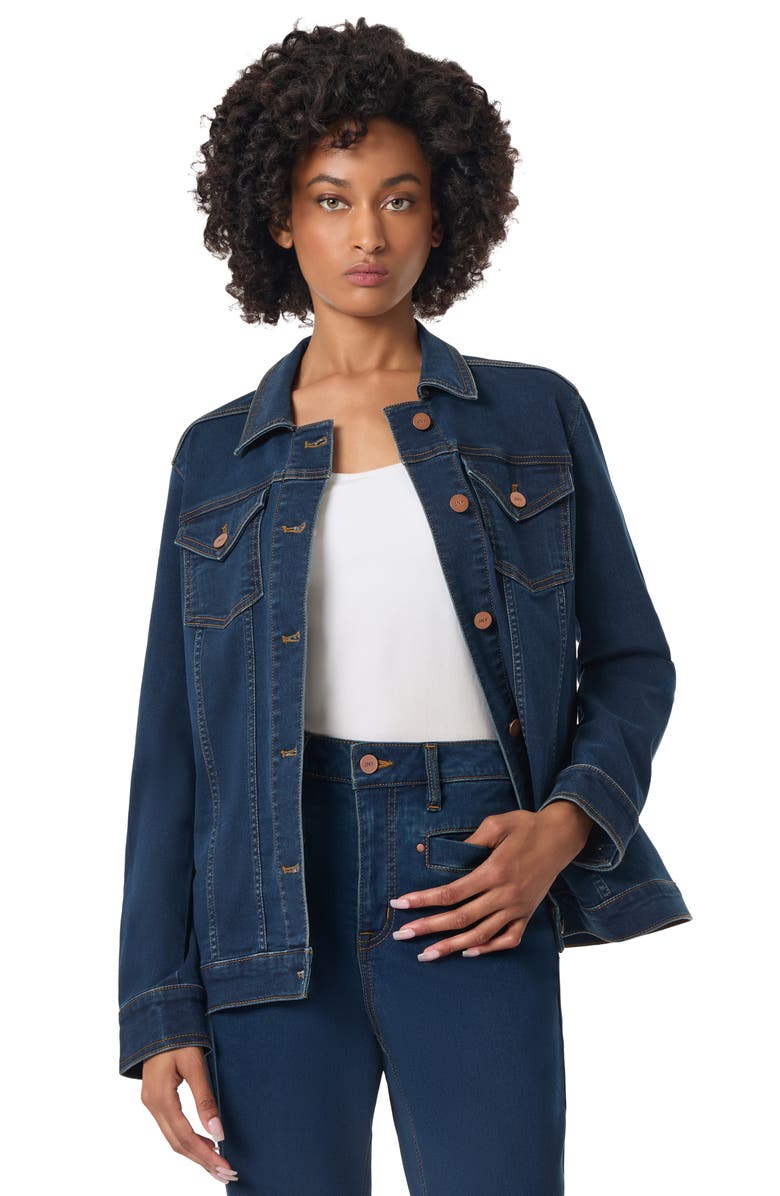 Jones New York Belted Denim Knit Trucker Jacket, Alternate, color,