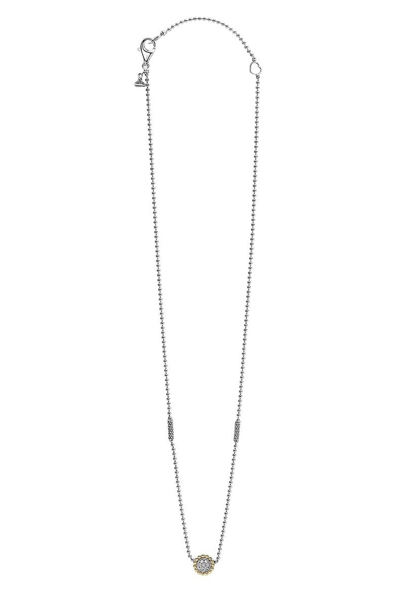 Two-Tone Diamond Circle Pendant Caviar Necklace, Alternate, color, SILVER/ GOLD