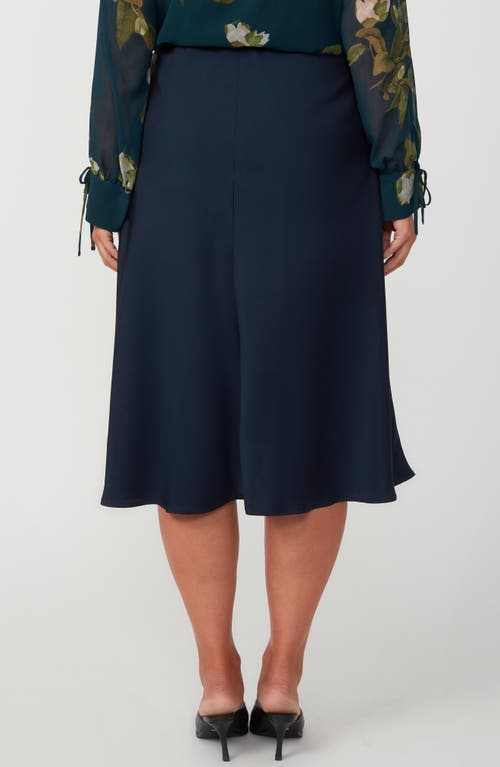 Estelle Azura Satin Skirt In Midnight Navy