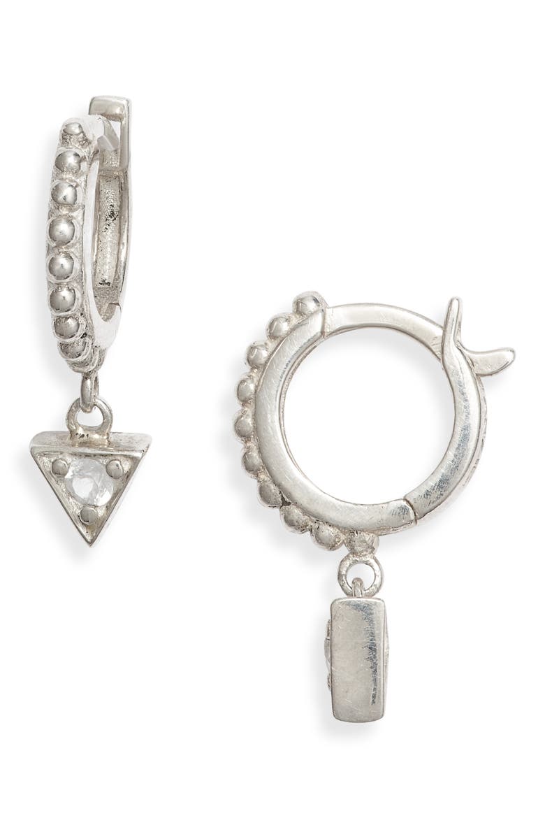 Cleo Bubble White Sapphire & Sterling Silver Huggie Hoop Earrings, Main, color, SILVER