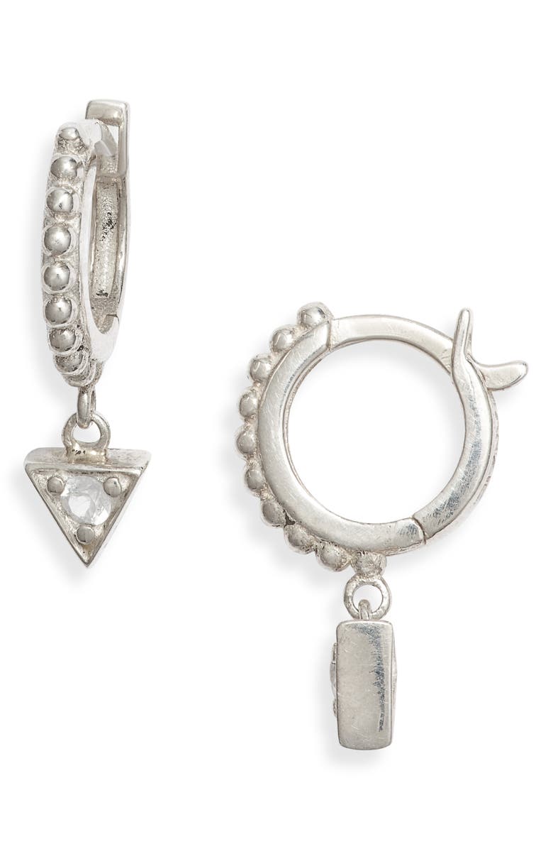 Anzie Cleo Bubble White Sapphire & Sterling Silver Huggie Hoop Earrings, Main, color, 