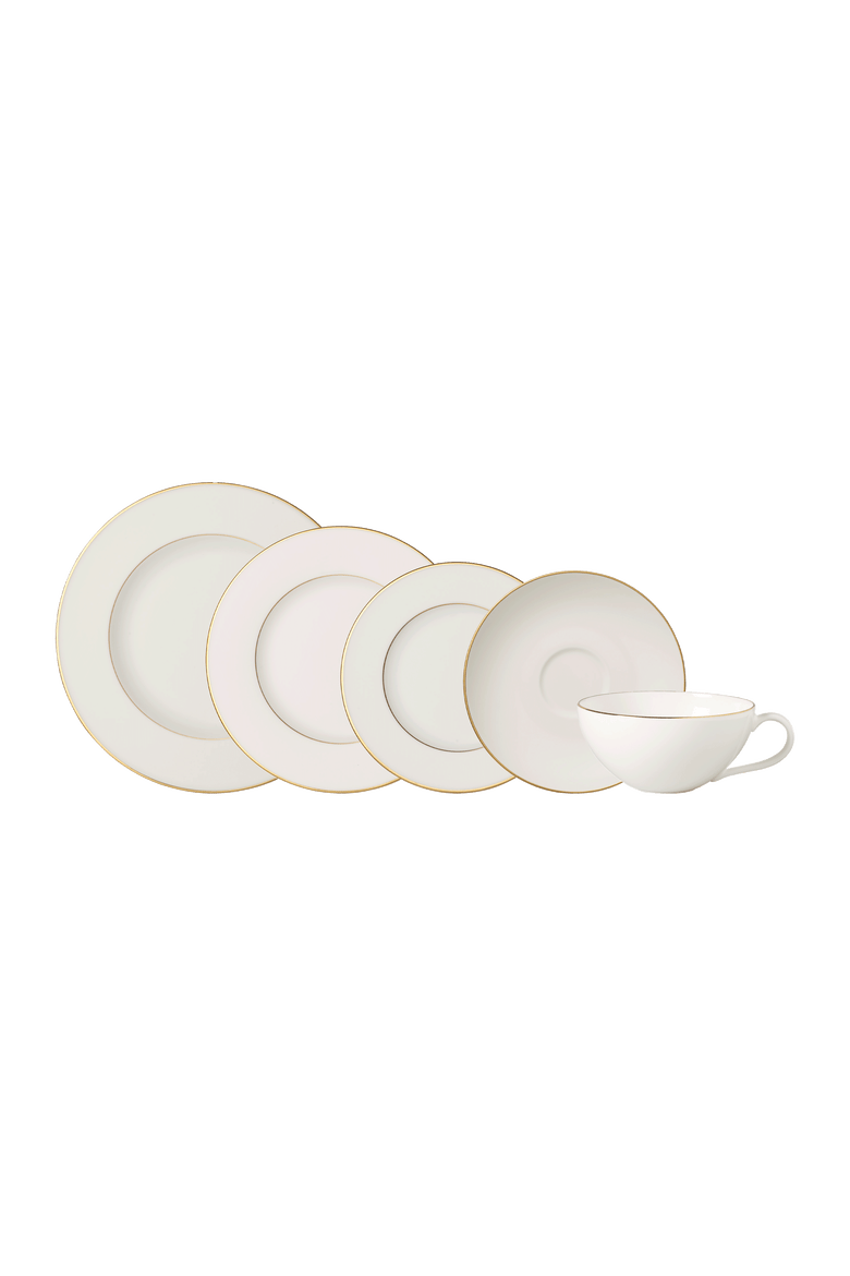 Anmut Gold 5 Piece Place Set, Main, color, white