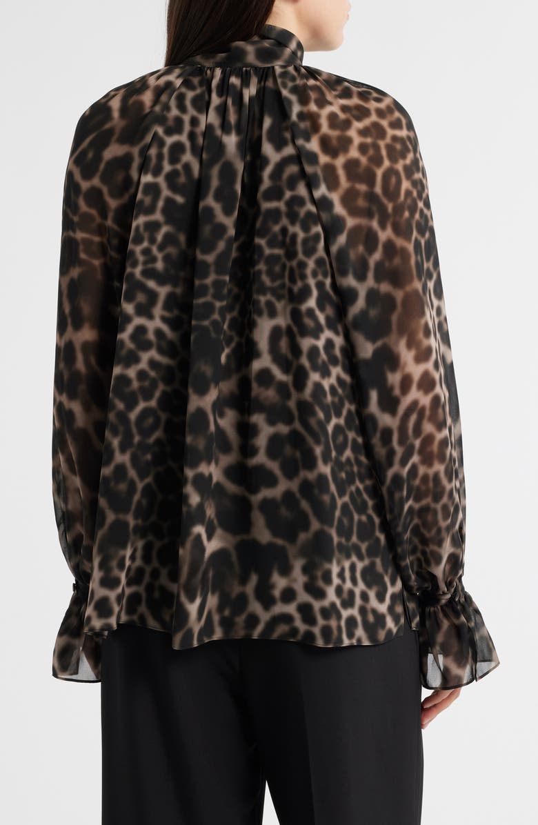 KOBI HALPERIN Davi Print Tie Neck Top, Alternate, color, Sable Multi