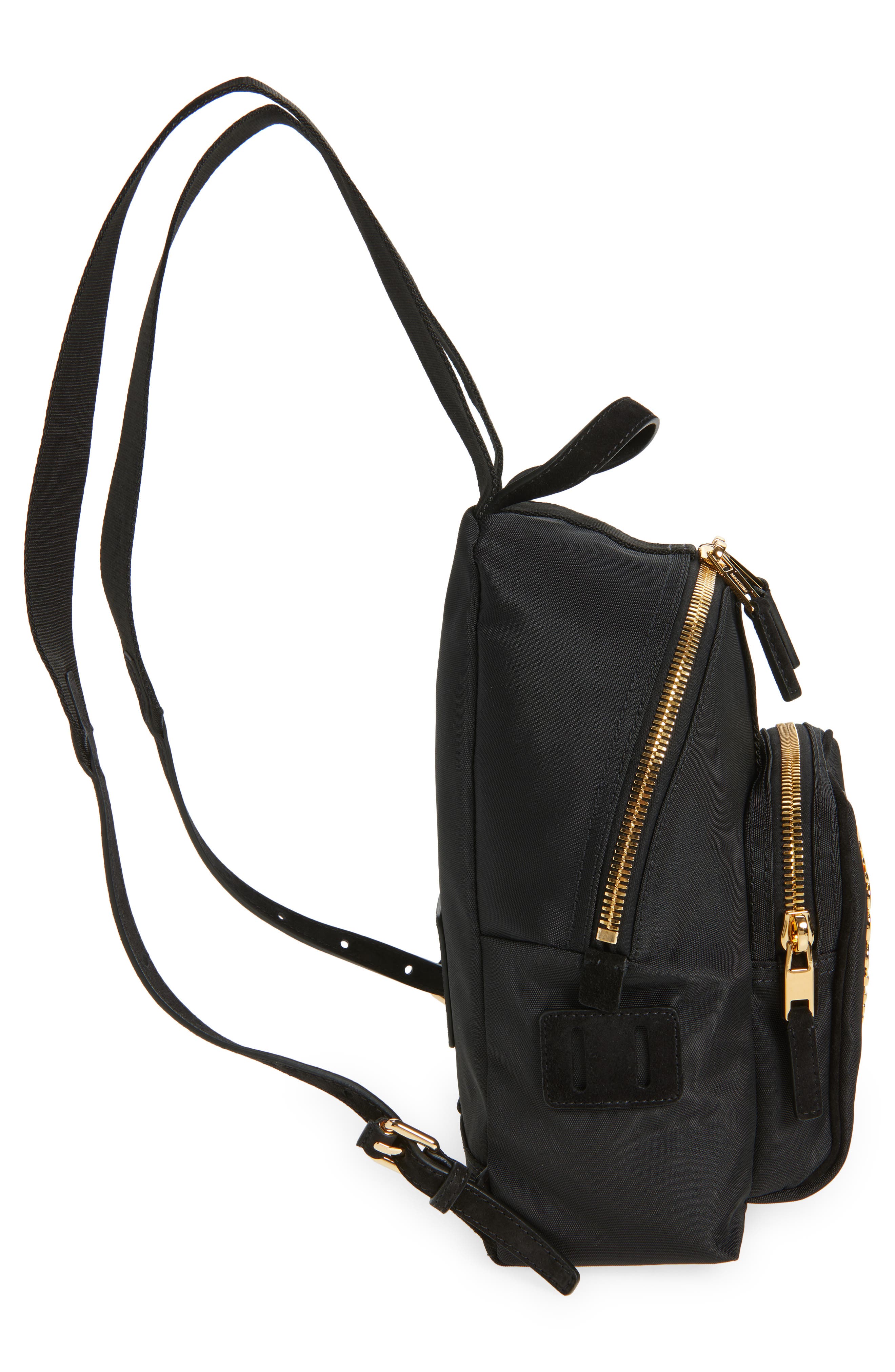 Moschino Carry Me Media Media Backpack, Alternate, color, Black/ Black Galvanic