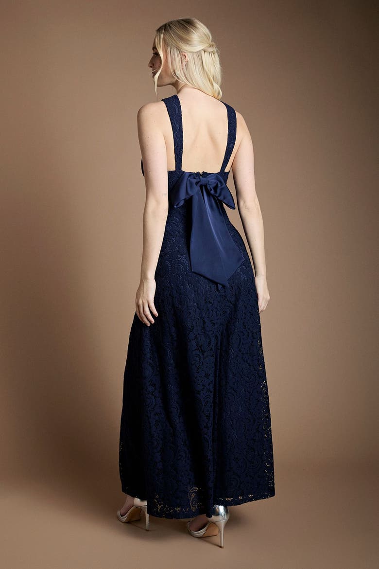 Cross Halter Neck Bridesmaid Maxi Dress, Alternate, color, Navy