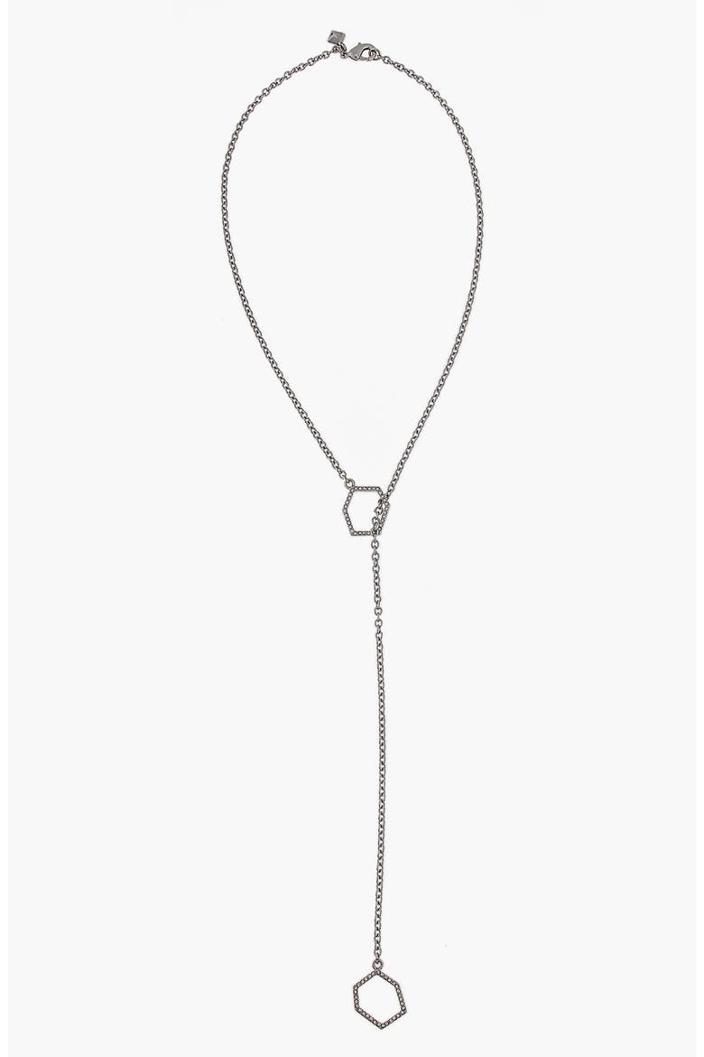 'Gem Hex' Pavé Y-Necklace, Main, color, SILVER/ CRYSTAL