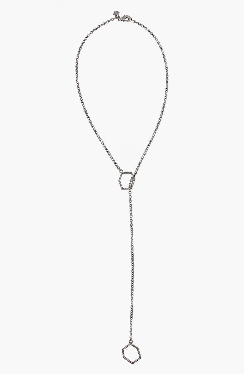 Rebecca Minkoff 'Gem Hex' Pavé Y-Necklace, Main, color, 